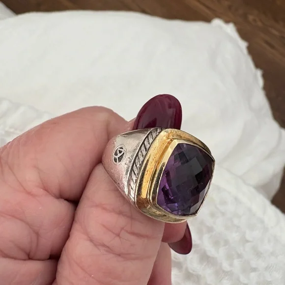 David Yurman❌NOT AVAILABLE❌Gold & Sterling Silver Ring with Amethyst Gemstone - Picture 6 of 16